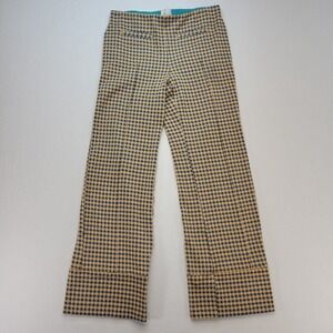 Maeve Pants Womens XS Blue Yellow Wide Leg Crop Houndstooth Knit Buisness